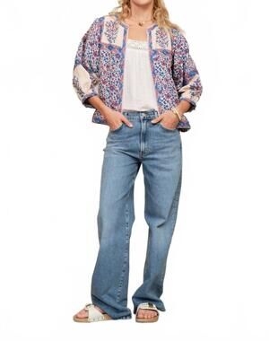 NEW M.A.B.E. cotton floral gauze jacket in blue pink